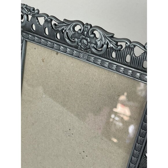 Ornate Floral Pewter Colored Frame For 4.5” X 6.5” Photo Silver Romantic - Picture 4 of 9